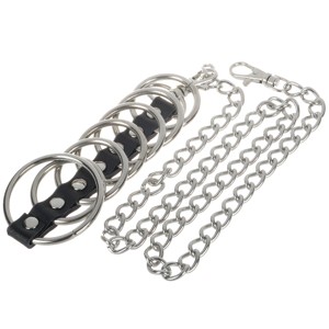Metal Leather Time Delay Rings with Chain (7-Pieces Set)