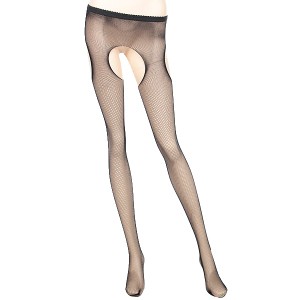 Sexy Spandex Open Crotch Net Pantyhose - Black