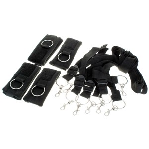 Intimate Full Love Cuffs Set 4 Cuffs + 4 Straps - Black