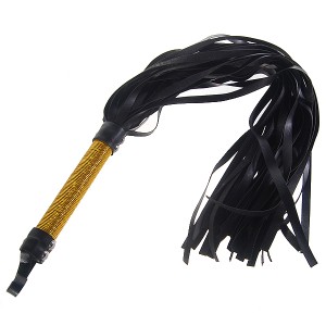 PVC Soft Intimate Nylon Whip with Strap (Gold + Black) 