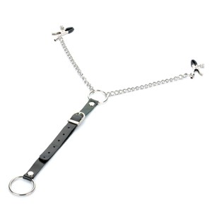 Intimate SM Nipple Tip Clamps Clips for Him - Black + Silver