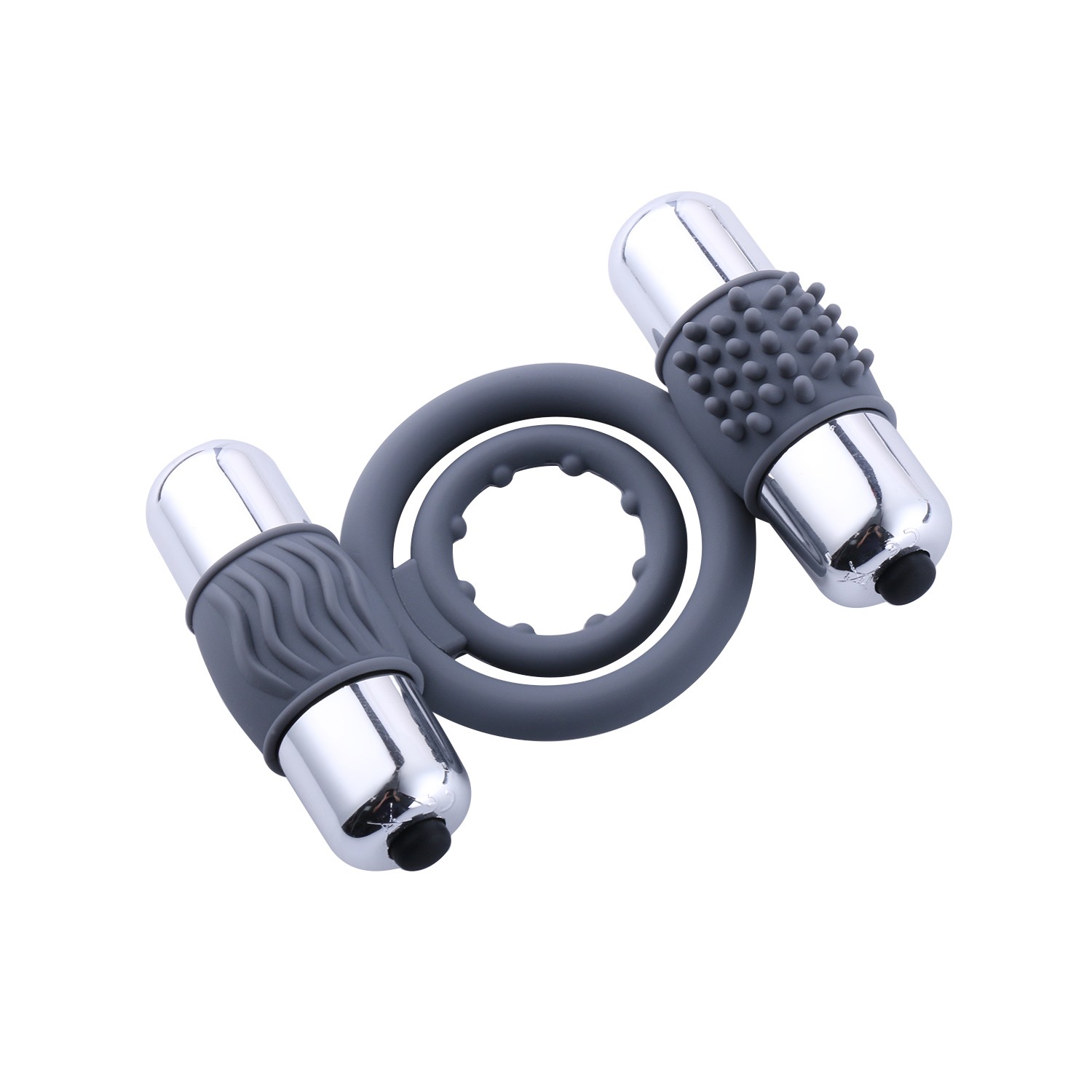 Hismith Dual Vibrating Cock Ring with Mini Bullet Vibrators for Men