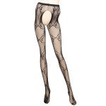 Sexy Bows Pattern Spandex Open Crotch Pantyhose - Black
