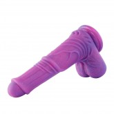 10.6 Inch Fuchsia to Irregular Purple Texture Design, Silicone Giant Penis with Strong Suction Cup